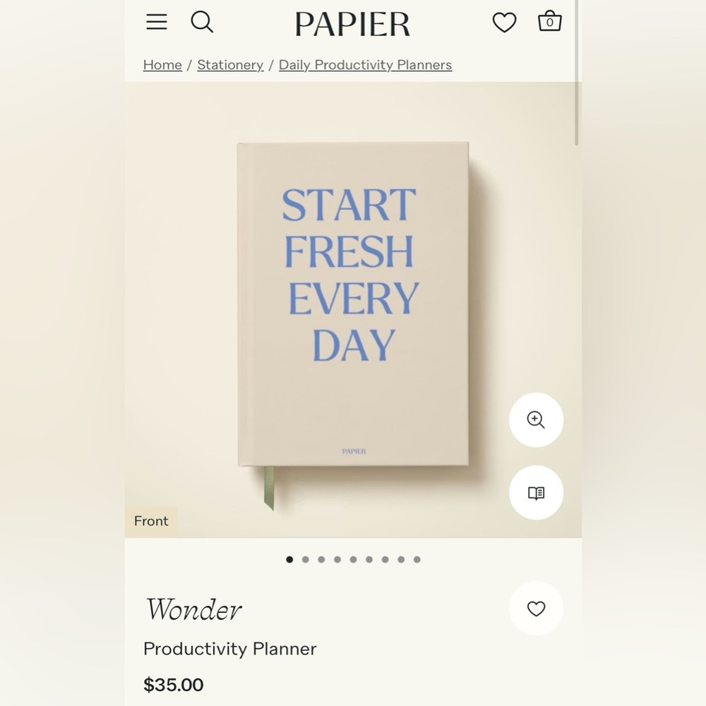 Start Fresh Every Day Hardcover Planner - Blue Text on Cream
